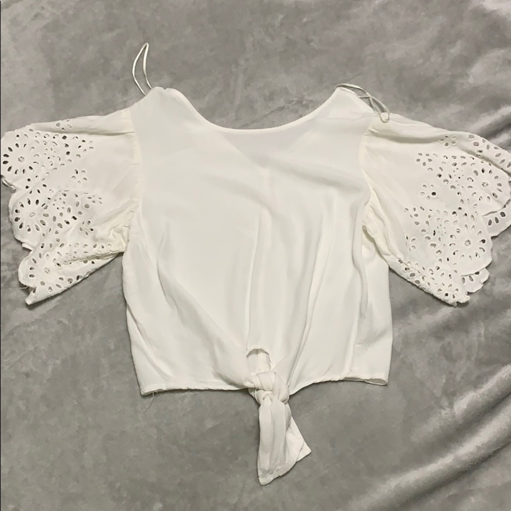 White Top with Detailing on Sleeve